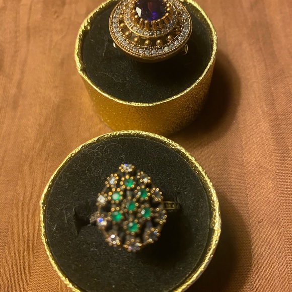 Nice Sterling silver yellow gold bronze with natural gems - Picture 6 of 10